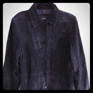 Black Suede Button Front Jacket